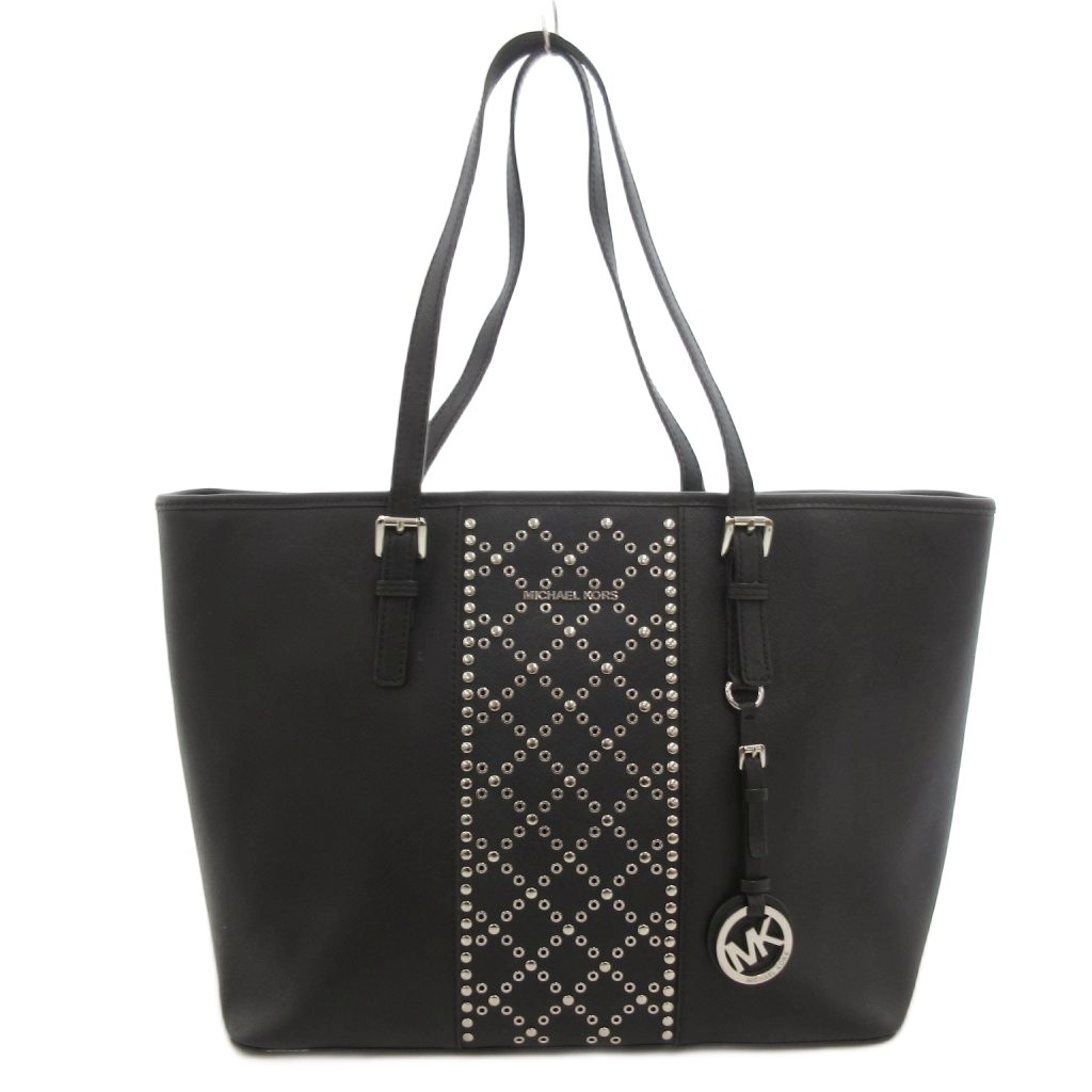 【中古】マイケルコース MICHAEL KORS トートバッグ 手提げ スタッズ ロゴチャーム 黒 ブラック /FF 【ベクトル 古着】 260203