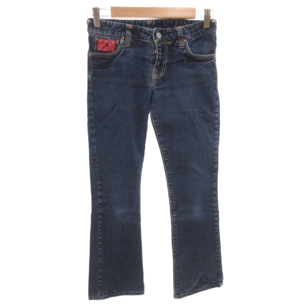 【中古】エヴィスドンナ EVISU DONNA 日暈キティ サンリオコラボ ジーンズズボン下 デニム スキニー 太陽フレア 刺しゅう 26 インディゴ ☆AA★ /FF レディース 【ベクター 古着】 260216