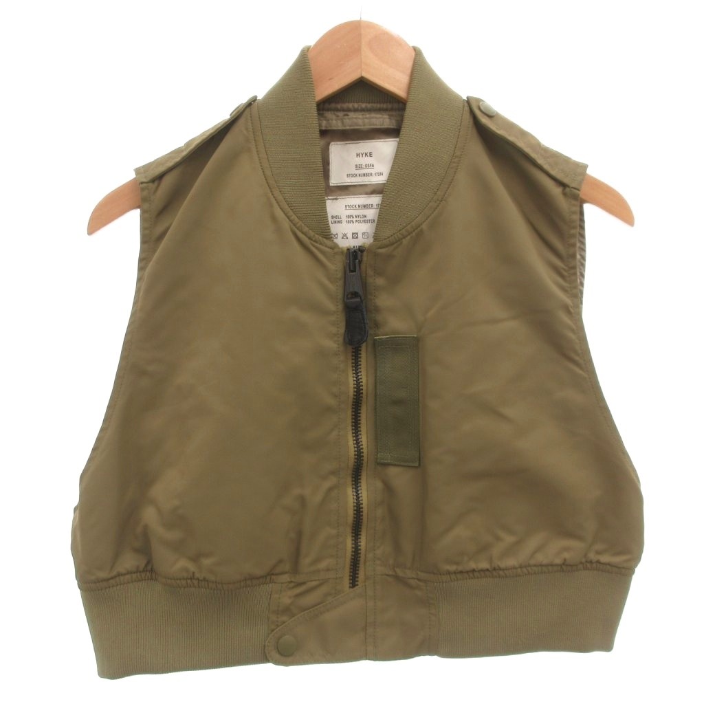 【中古】ハイク HYKE TYPE L-2A CROPPED TOP ナイロンベスト ミリタリー ジップアップ カーキ OSFP 17374 /FF レディース 【ベクトル 古着】 260209
