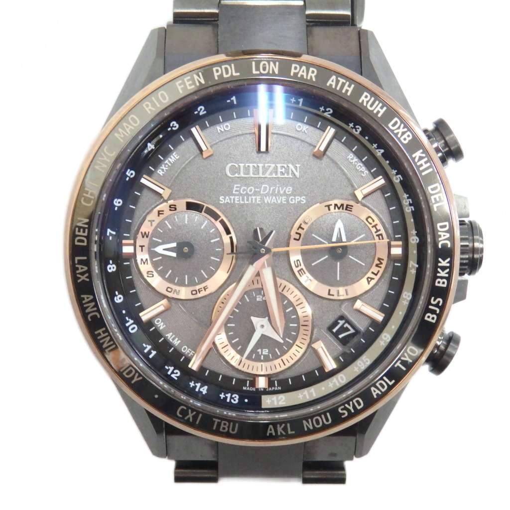 【中古】シチズン CITIZEN ATTESA ACT Line 腕時計 GPS衛星電波 F950 ダブルダイレクトフライト エコドライブ ソーラー クロノグラフ CC4016-67E ブラックチタン /MQ メンズ 【ベクトル 古着】 260218