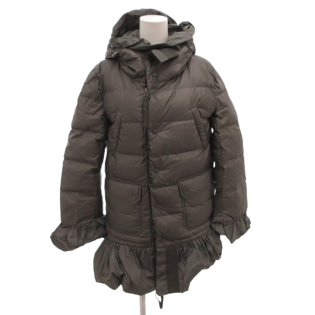 【中古】モンク軌跡 MONCLER Sacai SERI 落ちこむ上衣 上衣 フラウンス ロゴタイプ紋章 ボンネット 薄墨色 /FF レディース 【ベクター 古着】 260307