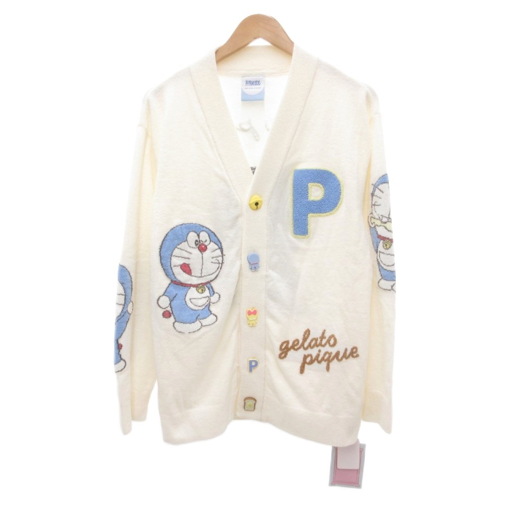 【中古】未使用品 ジェラートピケ gelato pique タグ付き 25AW ドラえもん おはようおやすみカーディガン ルームウェア パジャマ M-L 白 ホワイト PUNT254001 /JS レディース 【ベクトル 古着】 260317