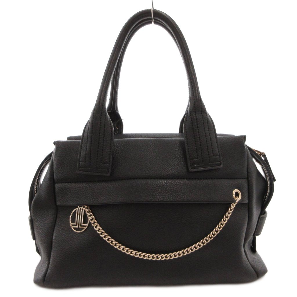 【中古】ランバン LANVIN 2WAY ハンドバッグ ショルダー 手提げ 斜め掛け ロゴ レザー チェーン 黒 ブラック /FF レディース 【ベクトル 古着】 260317