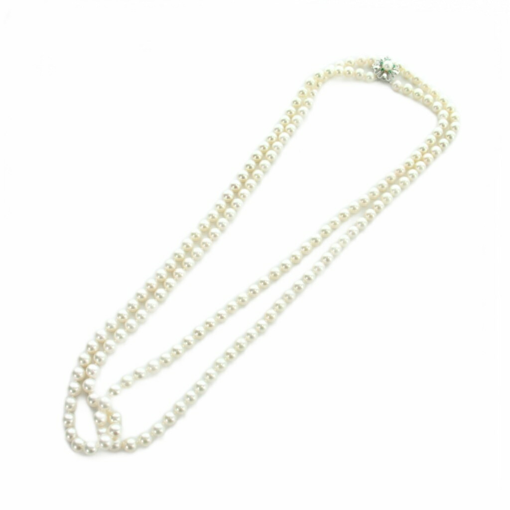 【中古】ノーブランド ネックレス 真珠 リアルパール 2連 K14WG 約8mm 白 ホワイト アクセサリー /MQ レディース 【ベクトル 古着】 260314