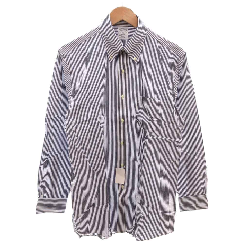 【中古】未使用品 ブルックスブラザーズ BROOKS BROTHERS タグ付き ボタンダウンシャツ 長袖 ストライプ 15 2/1－3/2 青 ブルー /FF ●TZ2 メンズ 【ベクトル 古着】 260318