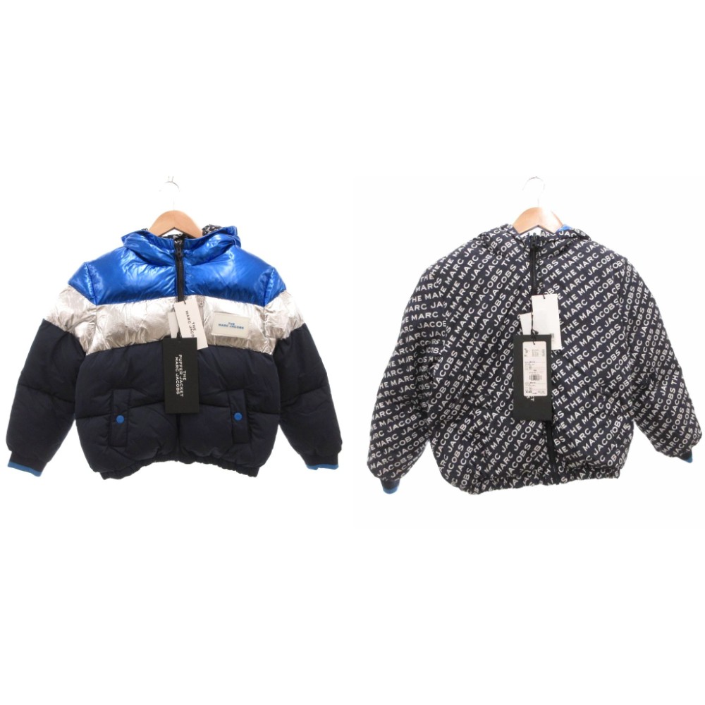 【中古】マークジェイコブス MARC JACOBS THE PUFFER JACKET ザ パ毛皮 リバーシブルジャケット 中綿上衣 総柄 138 金属元素色合い /FF キッズ 【ベクター 古着】 260319