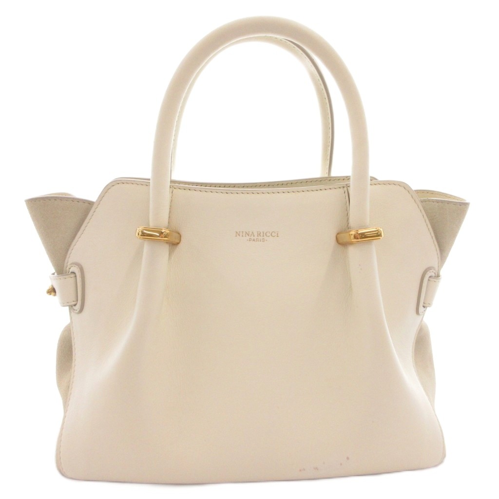 【中古】ニナリッチ NINA RICCI 2WAY マルシェバッグ ショルダー ハンド ポーチ付き ロゴ レザー 白 ホワイト /FF 【ベクトル 古着】 260329