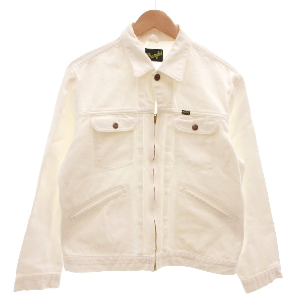 【中古】ラングラー WRANGLER 24MJZ デニムジャケット Gジャン ブルゾン 4ポケット ジップアップ M 白 ホワイト WU0024 /FF メンズ 【ベクトル 古着】 260330