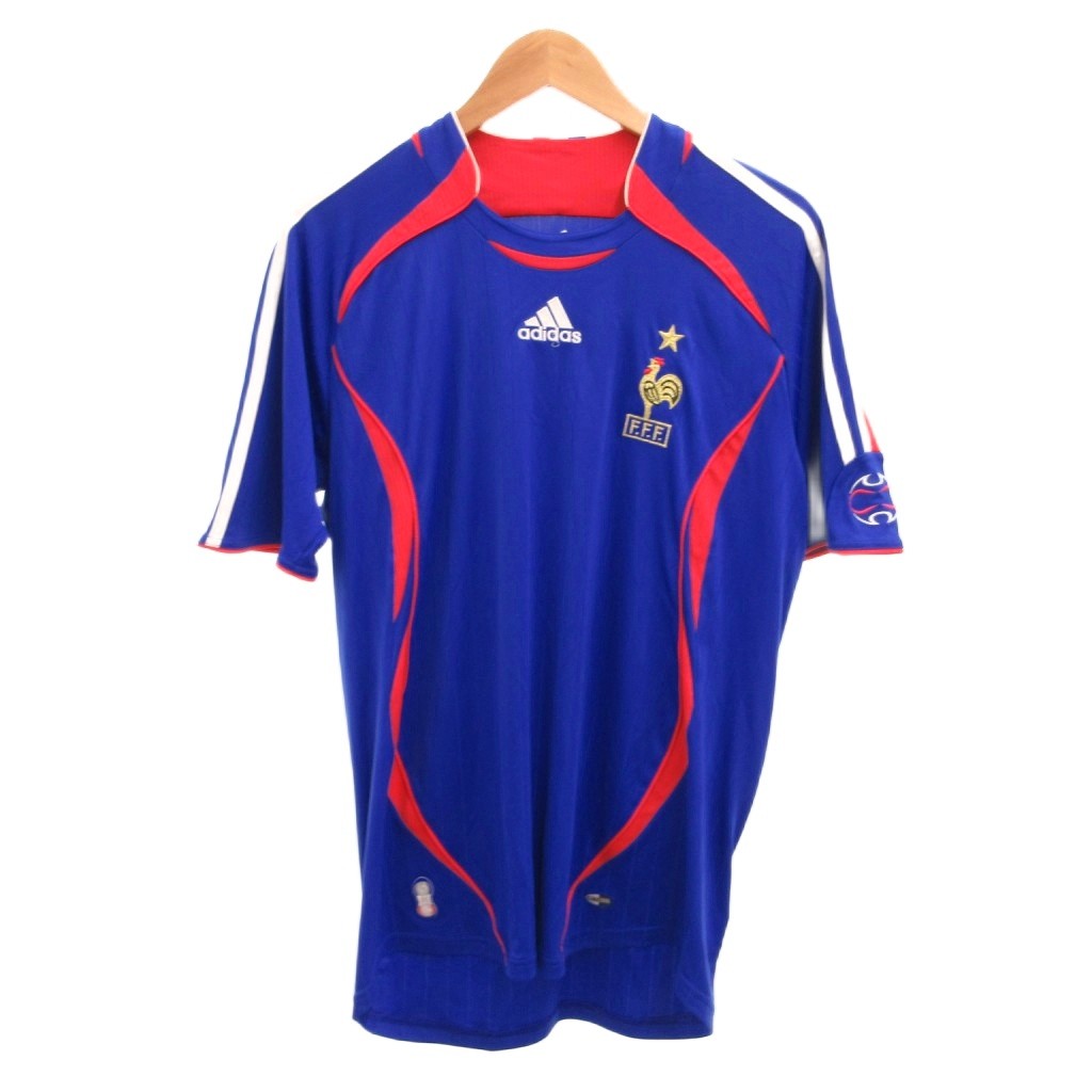 【中古】アディダス adidas 蹴球 フランス共和国代議員団 2006年 介護ホーム 制服 プルオーバー 競り合いプルオーバー 半袖 背番号なし M 青 青味 /JS メンズ 【ベクター 古着】 260508