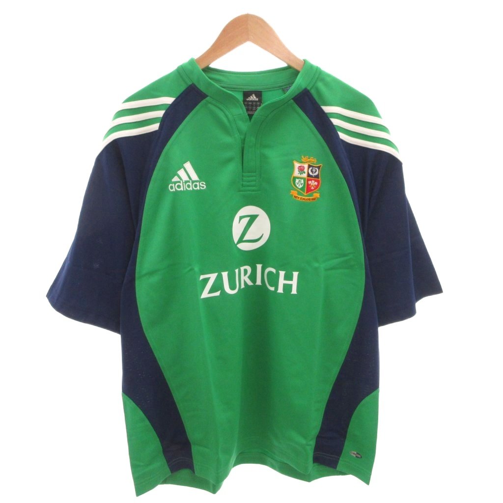 【中古】未当て嵌める品 アディダス adidas 曳き船付き添い人 ブリティッシュ＆アイリッシュ・ライオンズ 形づくる プルオーバー カットソー 半袖 ロゴタイプ 刷り上げる 刺しゅう 2XO 緑 緑であること /FF メンズ 【ベクター 古着】 260407