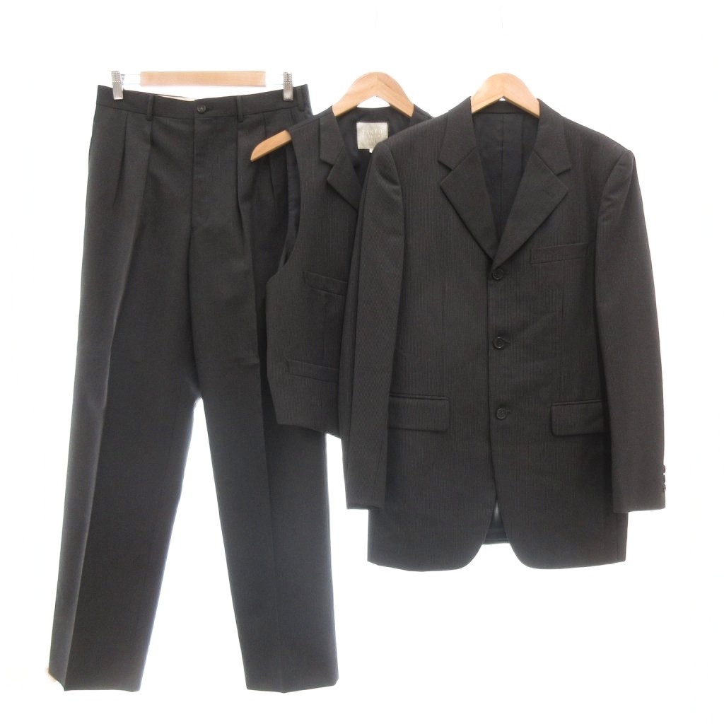 【中古】タケオキクチ TAKEO KIKUCHI SUITS 美品 3天下太平 背広 テーラードジャケット 限りない ズボン下 スラックス 照合のしるし 3 薄墨色 /MG メンズ 【ベクター 古着】 260417 メンズファッション-スーツ-スーツ・セットアップ