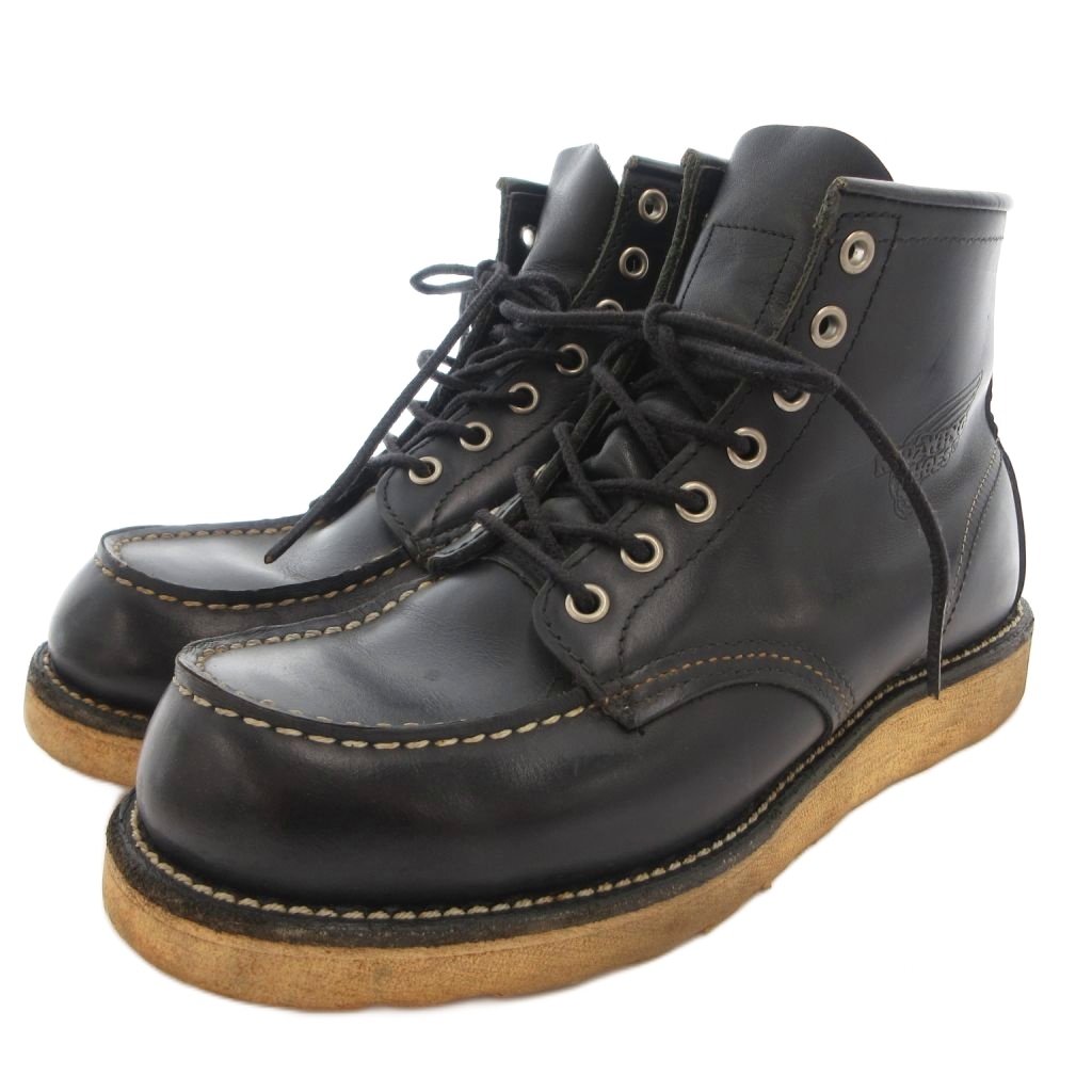 【中古】レッドウィング REDWING 04年 アイリッシュセッター モックトゥ ブーツ ショート レースアップ レザー US7 黒 ブラック 8130 /FF メンズ 【ベクトル 古着】 260413|ブランド古着ベクトルプレミアム店