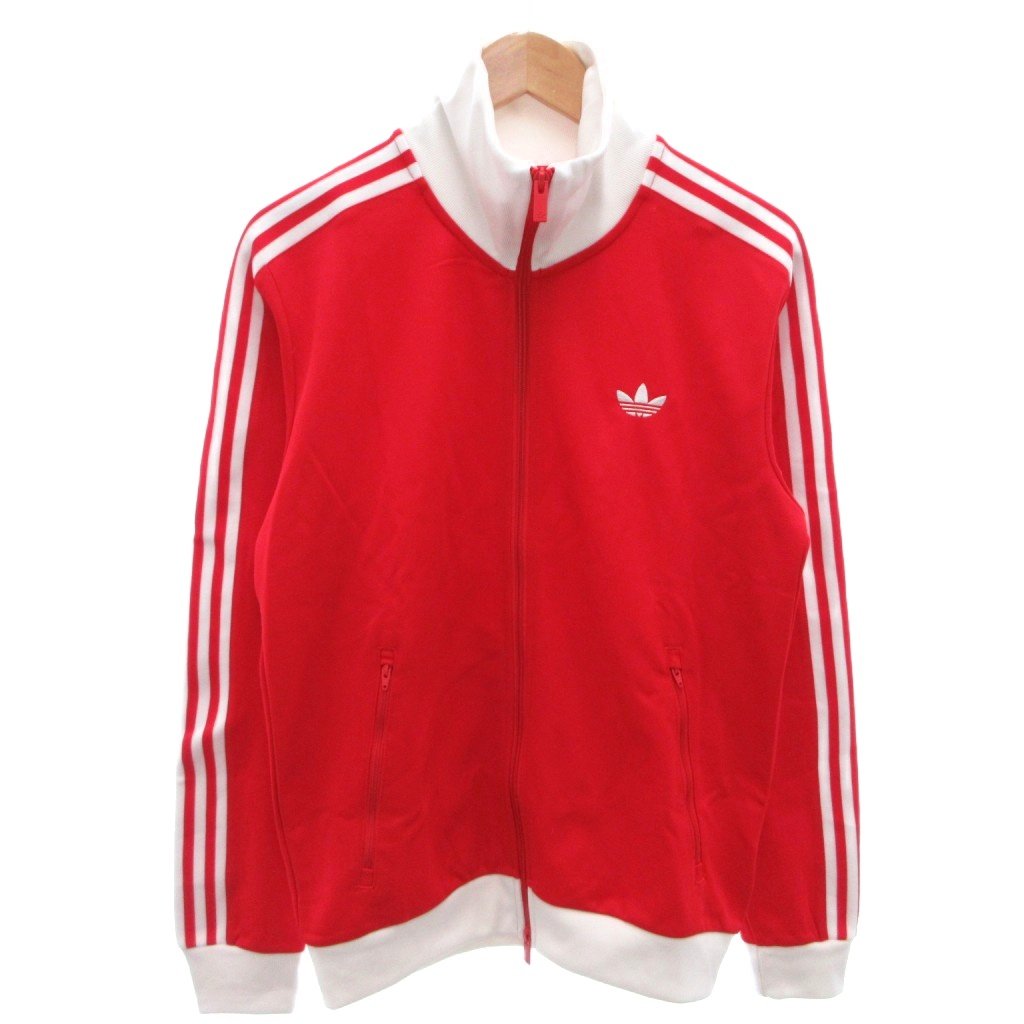 【中古】未当て嵌める品 アディダス adidas 引き船付き添い人 CLASSIC TRACK TOP 貨物自動車上衣 上衣 トレフォイル M 赤 赤いこと KE3525 /FF メンズ 【ベクター 古着】 260508