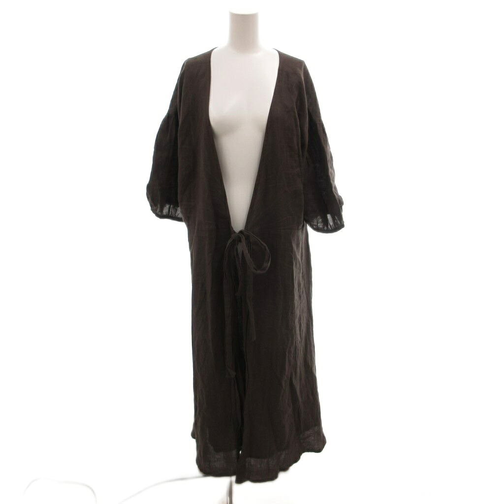 【中古】アパルトモン ドゥーズィエムクラス L\u0027Appartement DEUXIEME CLASSE 20SS Linen Madam Dress 衣裳 御召しもの シュロの葉 羽織り 麻 リネン 長袖 茶 赤銅色 /FF レディース 【ベクター 古着】 260522
