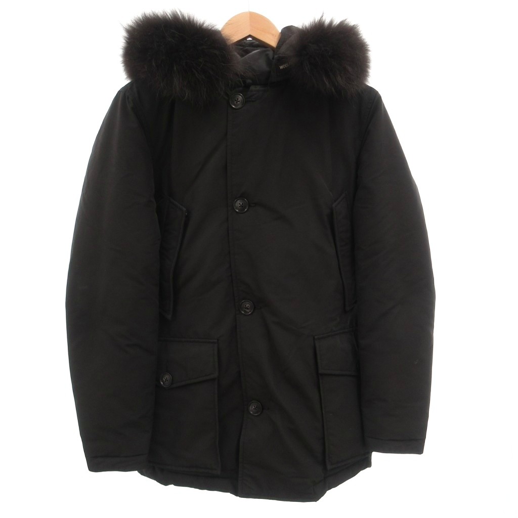 【中古】羊毛資産家 WOOLRICH JOURNAL STANDARD relume 別注 19AW NEW ARCTIC PARKA 落ち込む上衣 ラクーンファー ボンネット ひざ丈 S 黒 黒いこと /FF レディース 【ベクター 古着】 260525