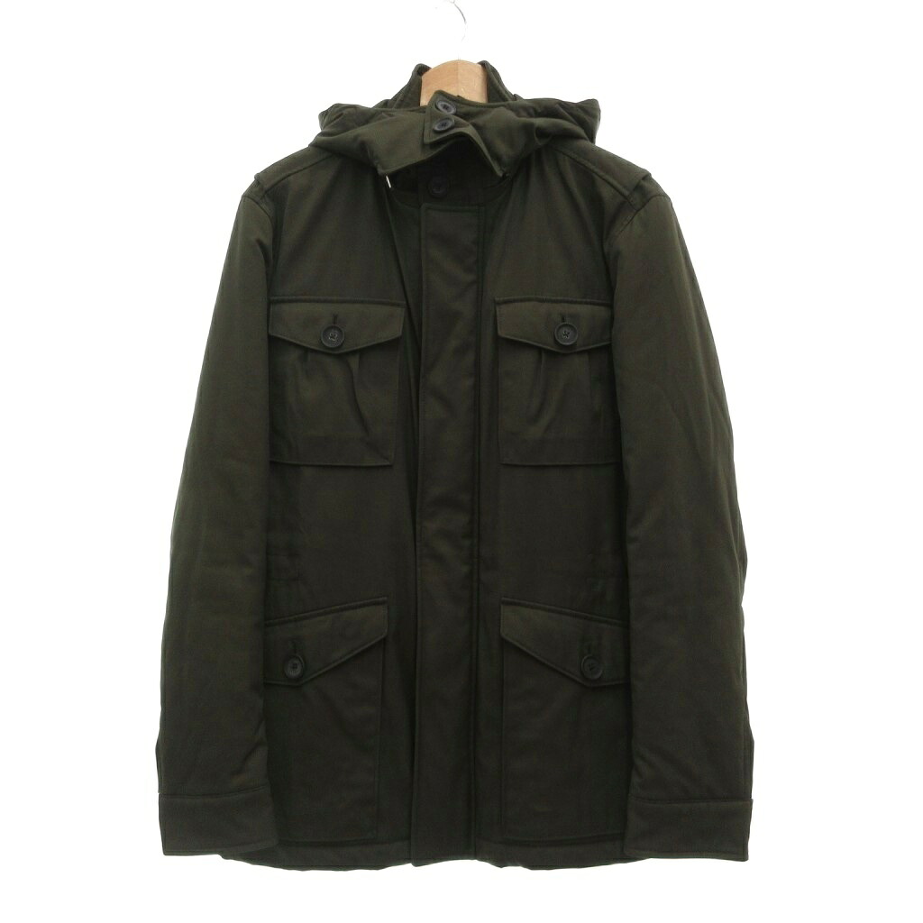 【中古】ヒューゴボス HUGO BOSS 美品 中綿ジャケット コート フード 裏地キルティング ジップアップ 50 カーキ /MG メンズ 【ベクトル 古着】 260619|ブランド古着ベクトルプレミアム店