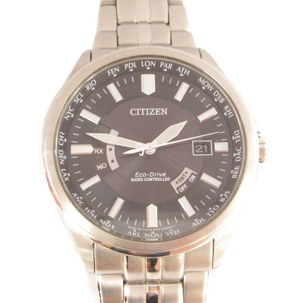 【中古】シチズン CITIZEN COLLECTION 腕時計 ウォッチ デイト エコドライブ 電波ソーラー CB0011-69E 文字盤ブラック シルバーカラー /JS メンズ 【ベクトル 古着】 260704｜ブランド古着ベクトルプレミアム店