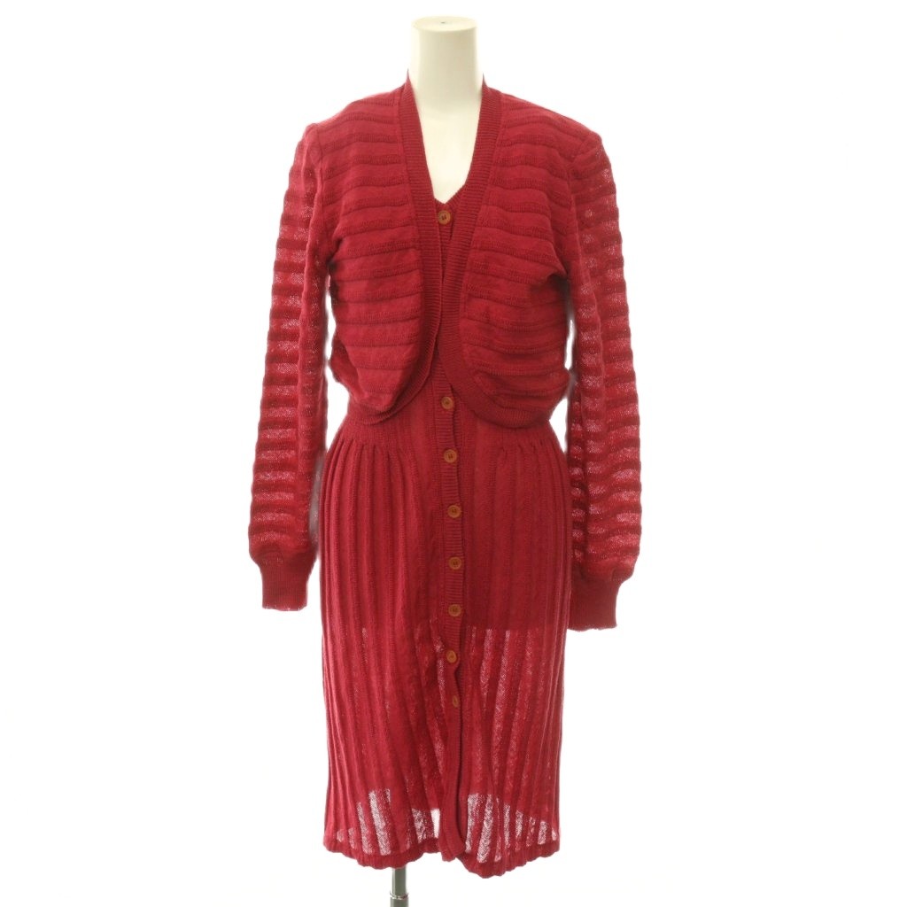 【中古】ミッソーニ MISSONI アンサンブル ニット カーディガン ワンピース リネン混 ロング S ピンク /CX レディース 【ベクトル 古着】 260713|ブランド古着ベクトルプレミアム店