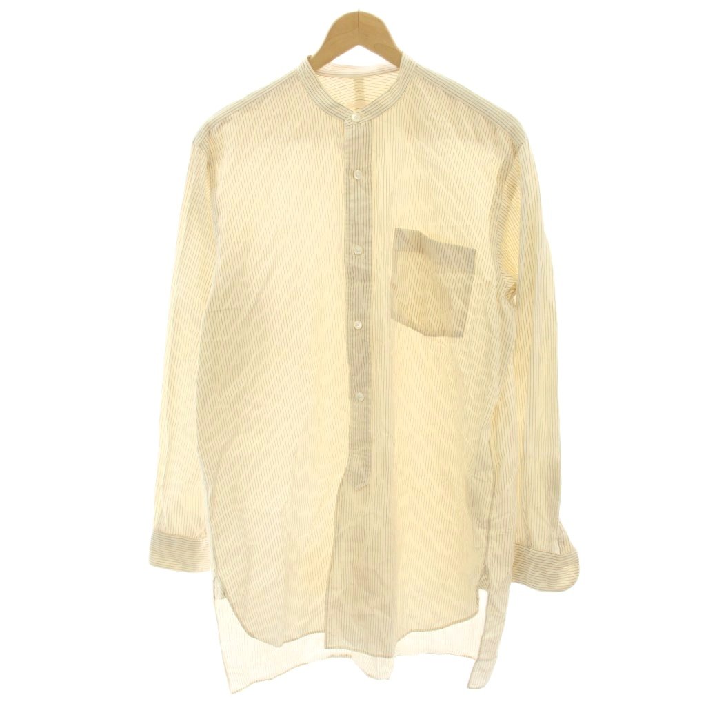 【中古】コモリ COMOLI バンドカラーシャツ ノーカラーシャツ ライトベージュ ストライプ 長袖 ロング J03-02002 /HN メンズ 【ベクトル 古着】 260202