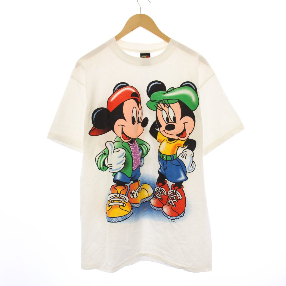 【中古】ディズニー Disney ミッキー 90's シングルステッチ Tシャツ カットソー 半袖 L 白 /KH メンズ 【ベクトル 古着】 260213