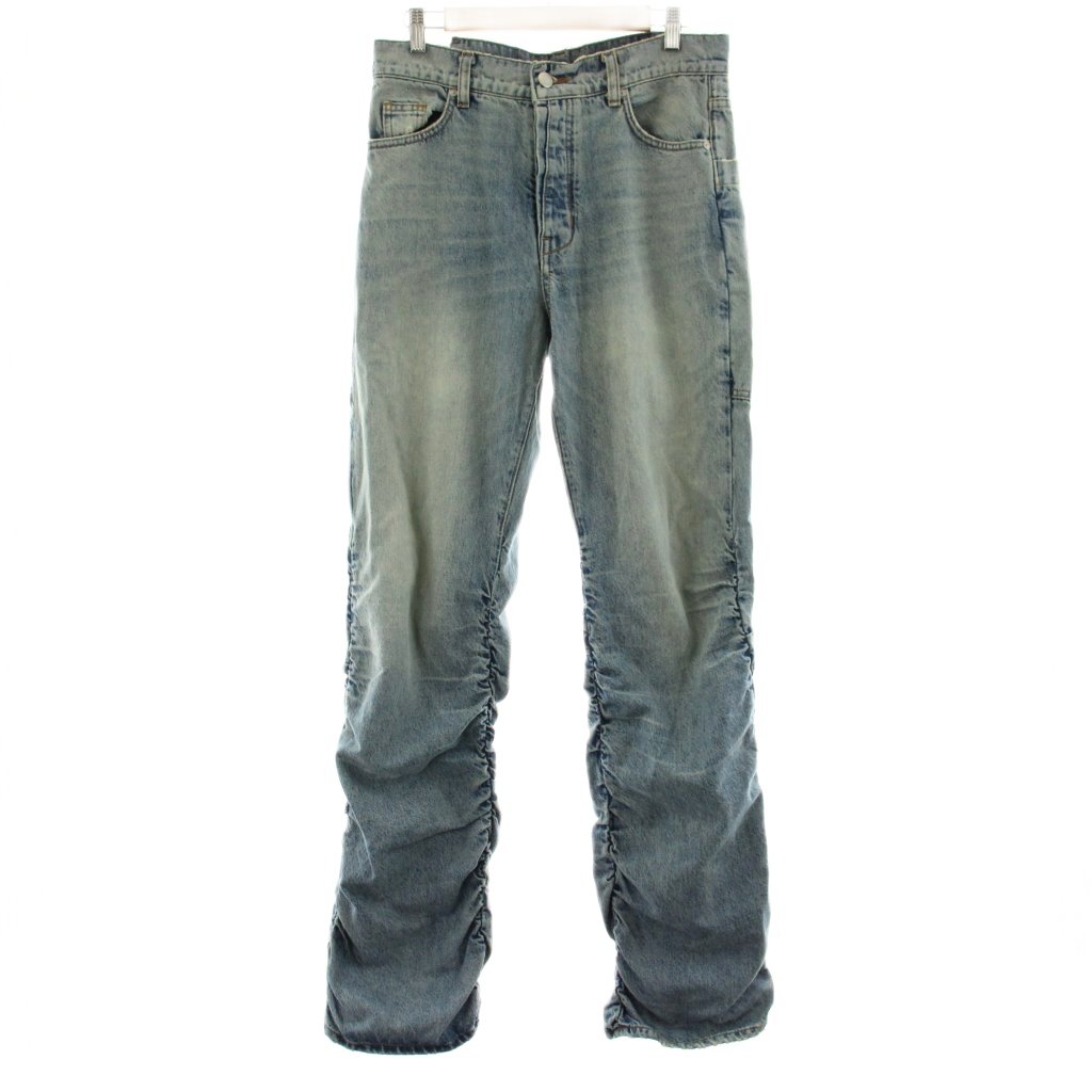 【中古】ビーワンアーカイブ B1ARCHIVE SHIRRED KICKFLARE ギャザー加工デニムパンツ ジーンズ ダメージ加工 ボタンフライ 30 インディゴブルー /KU メンズ 【ベクトル 古着】 260203