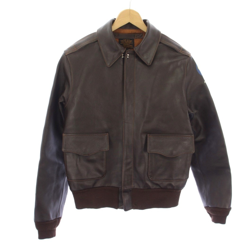 【中古】モーガンプロダクション MORGAN PRODUCTIONS なめし革上衣 革ジャン 上衣 36 茶 赤銅色 30-1415 A-2 /HN メンズ 【ベクター 古着】 260330