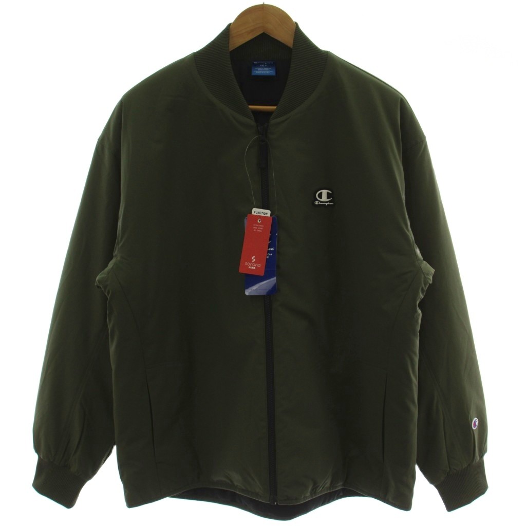 【中古】未使用品 チャンピオン CHAMPION 中綿ジャケット ブルゾン L グレイッシュグリーン 長袖 フルジップ C3-YS605 /GG メンズ 【ベクトル 古着】 260408
