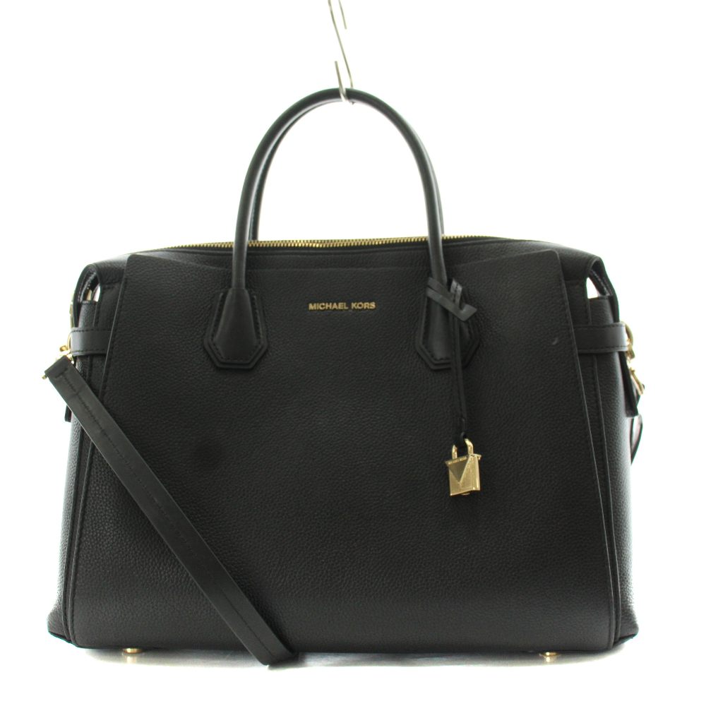 【中古】マイケル教科課程 MICHAEL KORS ショルダーバッグ ハンドバック 2way カデナ なめし革 黒 黒いこと /AN43 レディース 【ベクター 古着】 260423