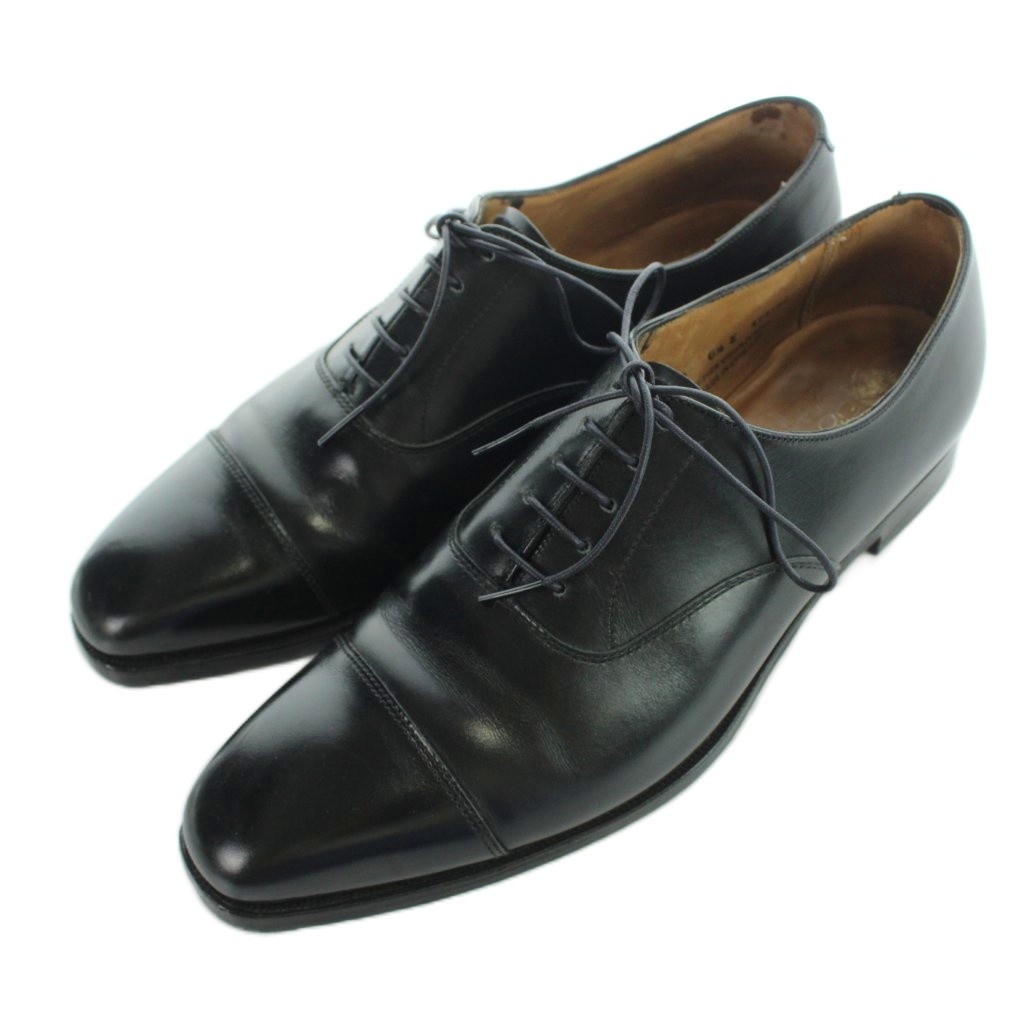 【中古】クロ毛布\u0026ジョーンズ CROCKETT\u0026JONES ハラム HALLAM 商行為シューズ お召しものシューズ キャップトゥ なめし革 スピード競技引きあげる 6.5E 25糎 黒 黒いこと 5057 /YI36 ●D メンズ 【ベクター 古着】 260508