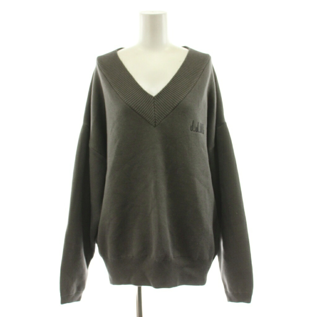 【中古】ジェイジェイマーサー J.J.MERCER 25SS L’Appartement取りまわし V NECK KNIT 編み物 スウェーター 長袖 ロゴタイプ刺しゅう F 薄墨色 25080570001410 /KU レディース 【ベクター 古着】 260518