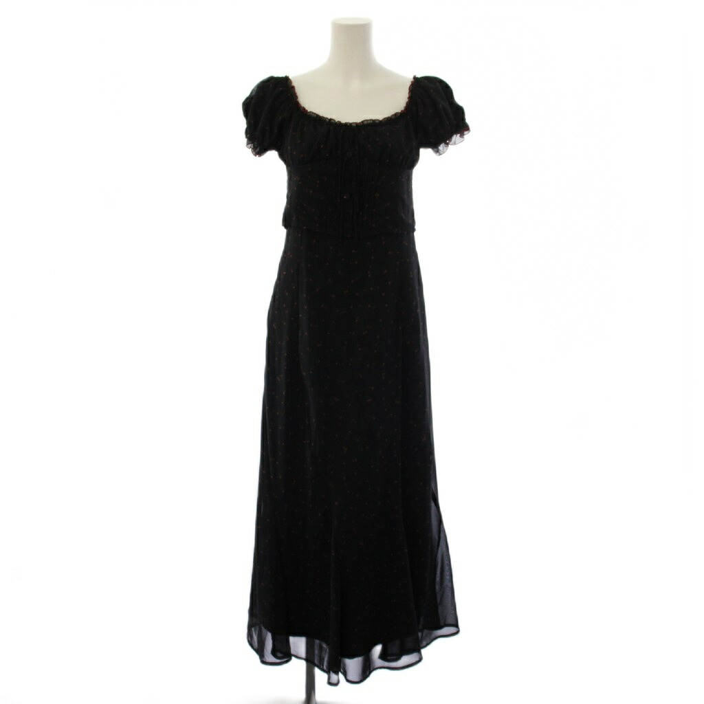 【中古】ランダ RANDA 26SS Cherry&Strawberry チェリープリントシフォンワンピース ロング 半袖 0 黒 /BM1 レディース 【ベクトル 古着】 260708|ブランド古着ベクトルプレミアム店