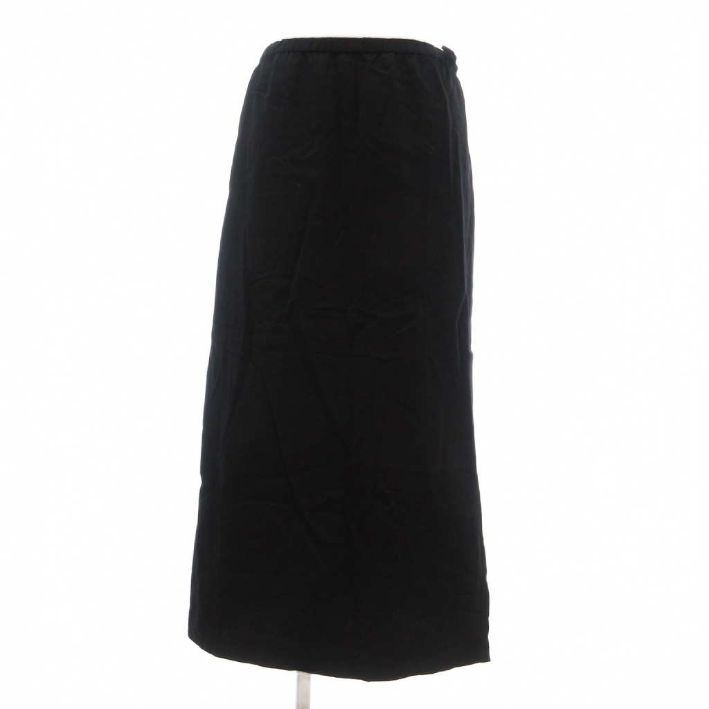 【中古】イッセイミヤケ ISSEY MIYAKE タイトスカート 綿 M ウエストゴム ひざ丈 左裾スリット 黒 ブラック /ML ■GY06 レディース 【ベクトル 古着】 260302