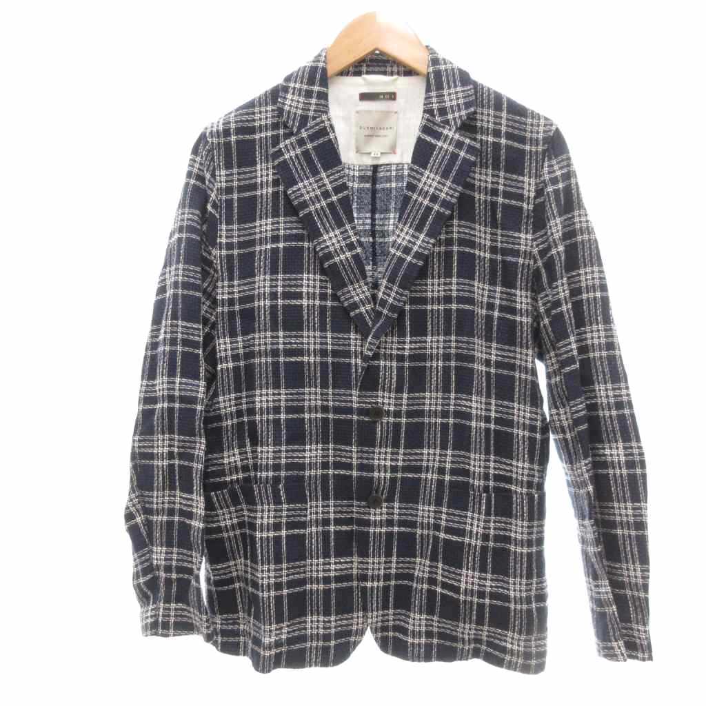 【中古】DUEMILAGORI 301 ジャケット 麻 リネン チェック柄 48 紺 ネイビー マルチカラー /UO ■GY06 メンズ 【ベクトル 古着】 260207 6,408円