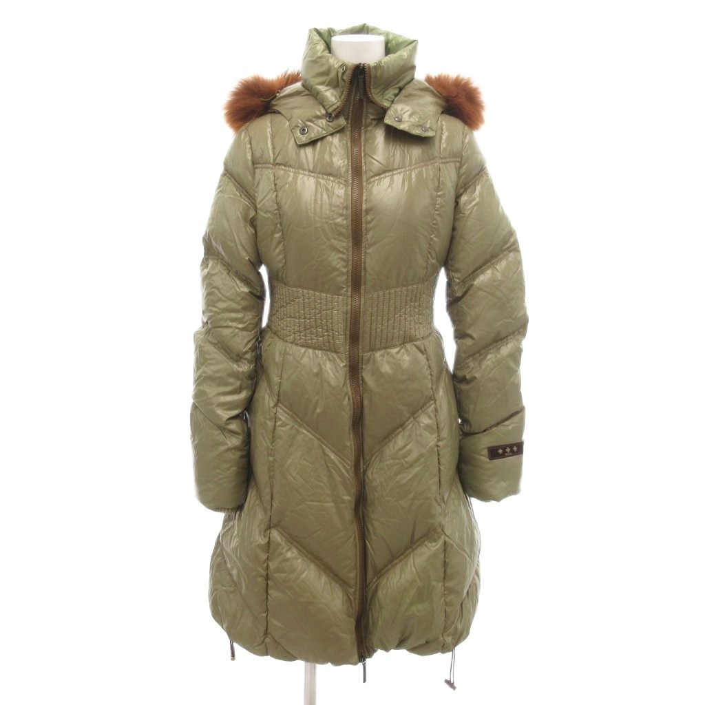 【中古】タトラス TATRAS ロング 打ち倒す厚地の外套 ナイロン ラクーンファー ボンネット付き添い人 2 カーキ系 /UO ■GY06 レディース 【ベクター 古着】 260207 コート・ジャケット-レディースファッション