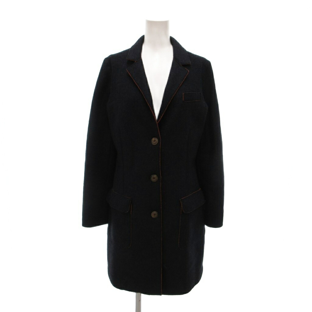 【中古】エロ ジャケット ERO jacket チェスターコート 42 イタリア製 ウール シングル カットオフ 紺 ネイビー /NU ■GY06 レディース 【ベクトル 古着】 260214｜ブランド古着ベクトルプレミアム店