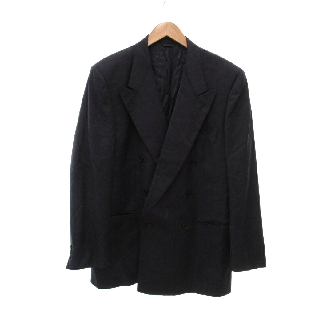 【中古】セルッティ CERRUTI 1881 テーラードジャケット LL 紺 ネイビー ダブルブレスト 長袖 ピークドラペル /NU ■GY06 メンズ 【ベクトル 古着】 260214