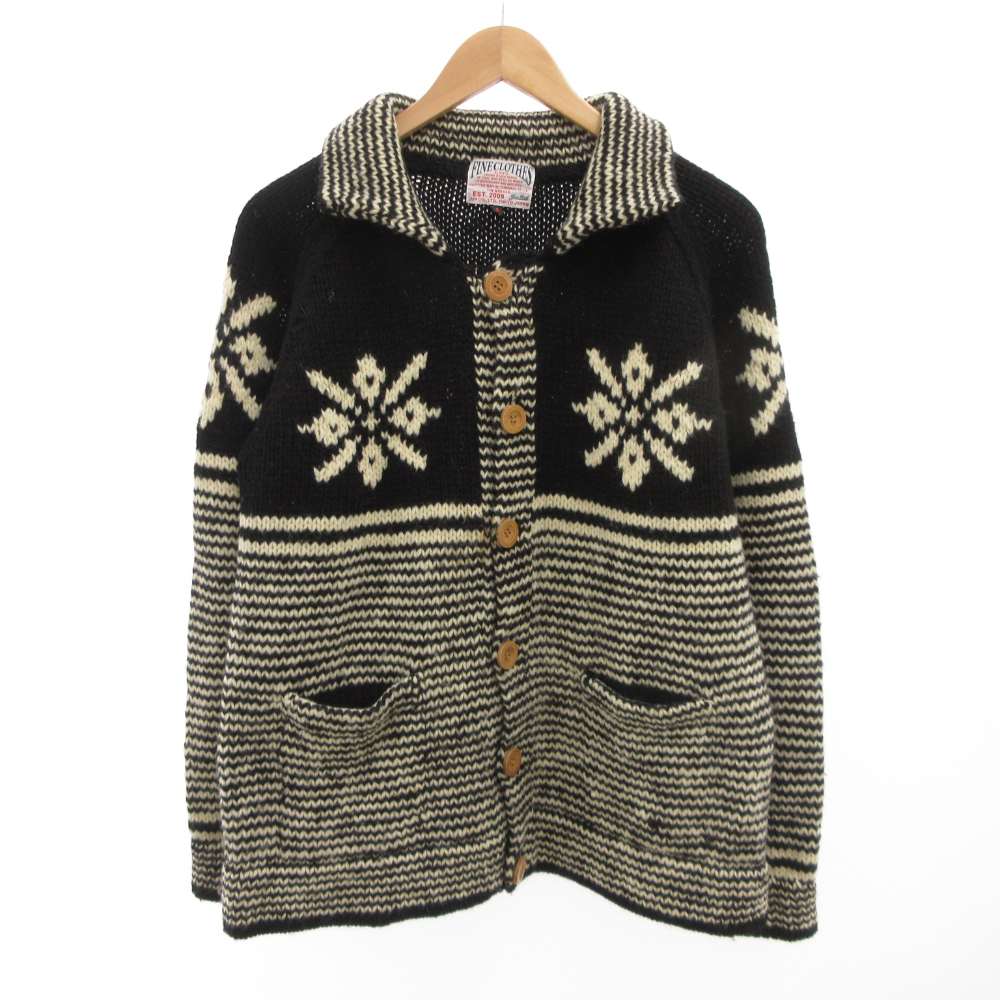 【中古】ジュンレッド JUNRed FIINE CLOTHES スノーフレーク柄カーディガン ニット ウール 2 黒 ブラック 白 ホワイト /JS ■GY06 メンズ 【ベクトル 古着】 260216