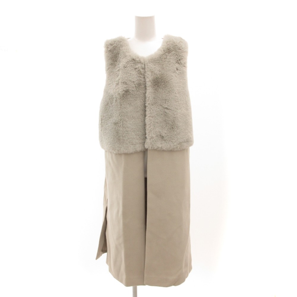 【中古】未使用品 ナチュラルミスト NATURAL MIST タグ付き ロングコート ノースリーブ フェイクファー F グレー /JS ■GY06 レディース 【ベクトル 古着】 260218