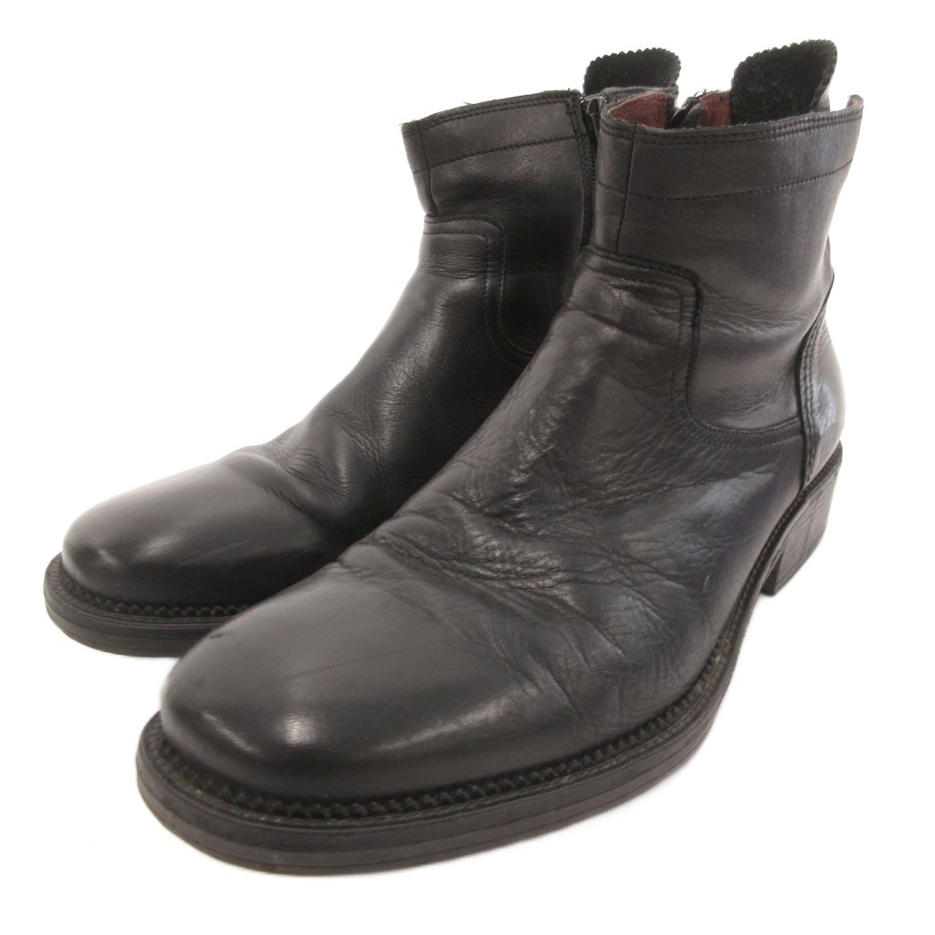 【中古】ステファノロッシ STEFANO ROSSI ショートブーツ ヒール レザー 27.5cm 黒 ブラック /JS ■GY12 メンズ 【ベクトル 古着】 260307