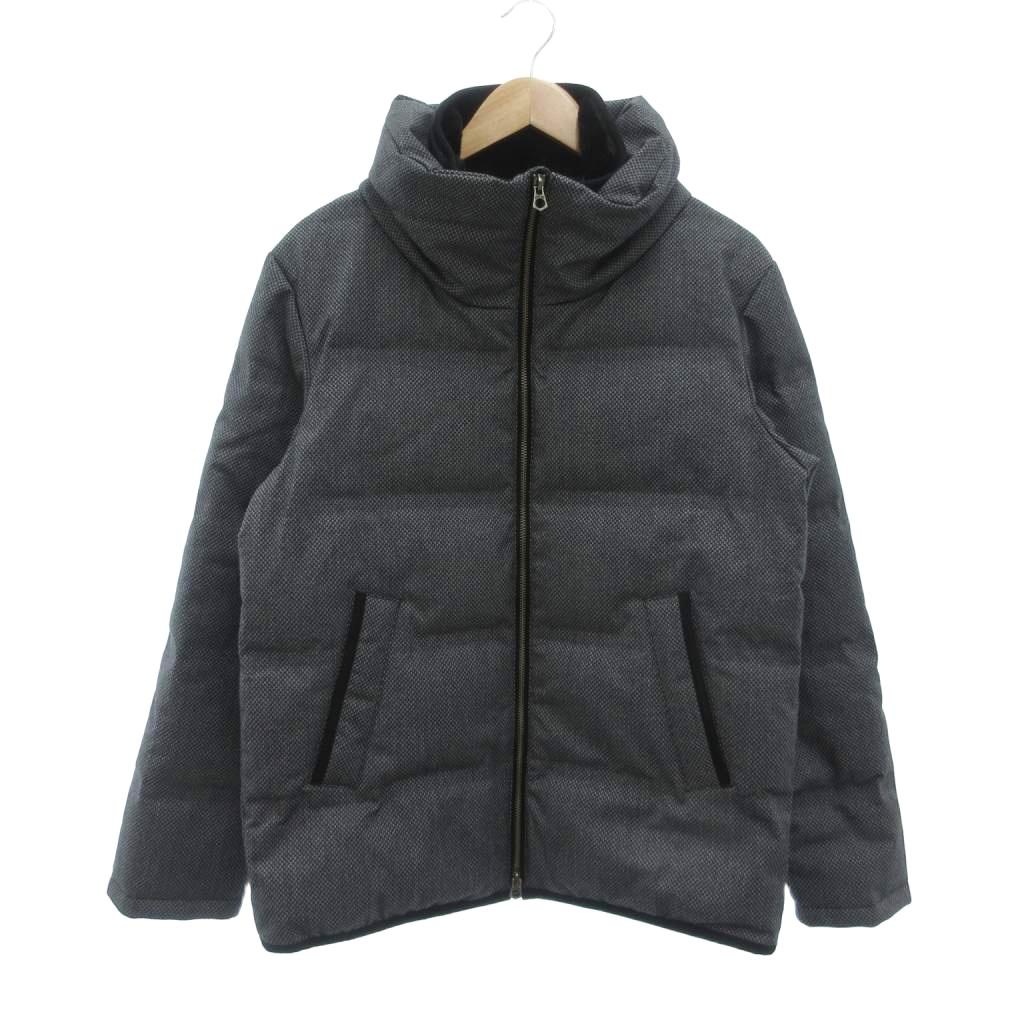 【中古】メンズビギ MEN'S BIGI マイクロブロックチェックボリュームネックダウン ダウンジャケット 3 ジップアップ チェック柄 グレー MO0131FJM001 /NU ■GY12 メンズ 【ベクトル 古着】 260302