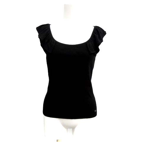 中古 フォクシー Foxey キャミソール フレンチスリーブ フリル 黒 ブラック 40 M 黒 ブラック An Ibs81 レディース ベクトル 古着 Antaraglobal Org