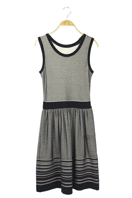 全品送料無料 中古 フォクシー Foxey ノースリーブニットワンピース ひざ丈 ノースリーブ 38 紺 白 Df Os レディース ベクトル 古着 1119 ベクトルプレミアム店 最高の Knihazenasnov Sk