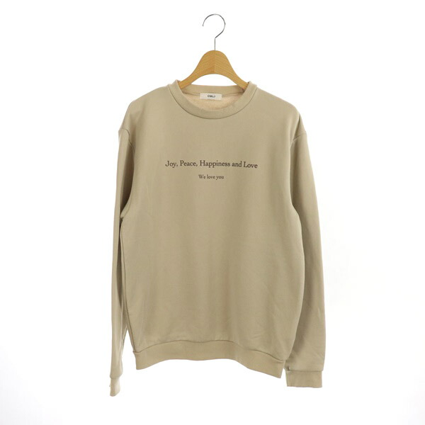 経典 スウェット トレーナー 古着 ベクトル レディース Os My ベージュ F 長袖 トレーナー スウェット ロゴプルオーバー Obli 中古 オブリ