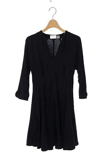 中古 マメ科 Mame 講和 ミニ フレアー V喉頚 七つ部分衣手 1 黒 ネグロ Df Os レディース ベクトル 古着 中古 マメ Mame ワンピース ミニ フレア Vネック 七分袖 1 黒 ブラック Df Os レディース ベクトル