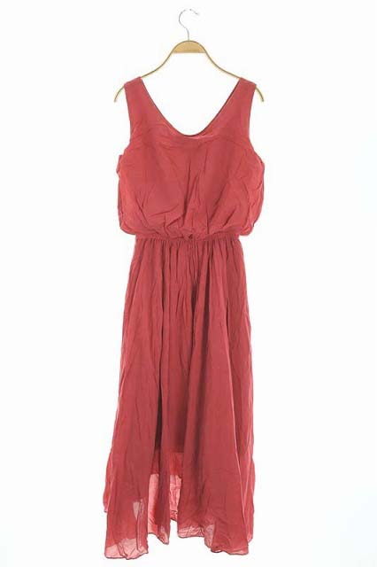 中古 ノーブル Noble ギャザーマキシワンピース ロング ノースリーブ フィッシュテール ブラウジング 38 フレア 赤 ワインレッド Es Os レディース ベクトル 古着 2106 Sermus Es