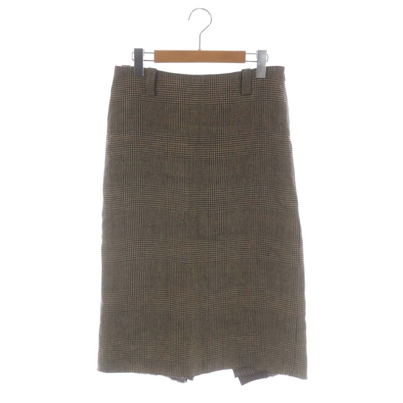【中古】マディソンブルー MADISONBLUE 23SS LOW WAIST STRAIGHT SK HEMP GC タイトスカート ロング リネン グレンチェック バックスリット 01 S 茶 黒 ブラウン ブラック /ES ■OS レディース 【ベクトル 古着】 231104