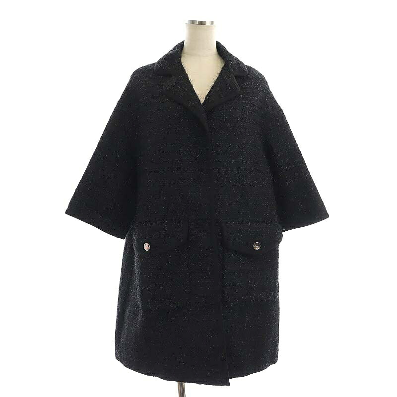 【中古】未当て嵌める品 地獄ノ HERNO ツィード厚地の外套 チェスター 38 XS 黒 黒いこと /SY ■os レディース 【ベクター 古着】 240108