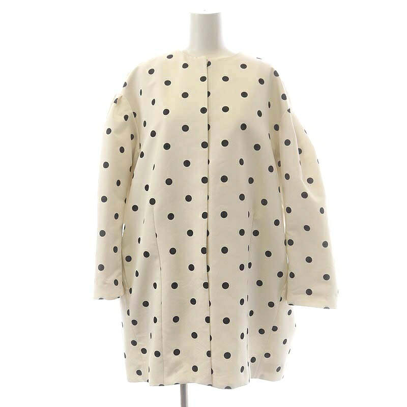 【中古】セブンテンバイミホカワヒト SEVEN TEN by miho kawahito 23SS ドットコクーンミディアムコート ノーカラーコート S オフホワイト ブラック /DF ■OS レディース 【ベクトル 古着】 231227
