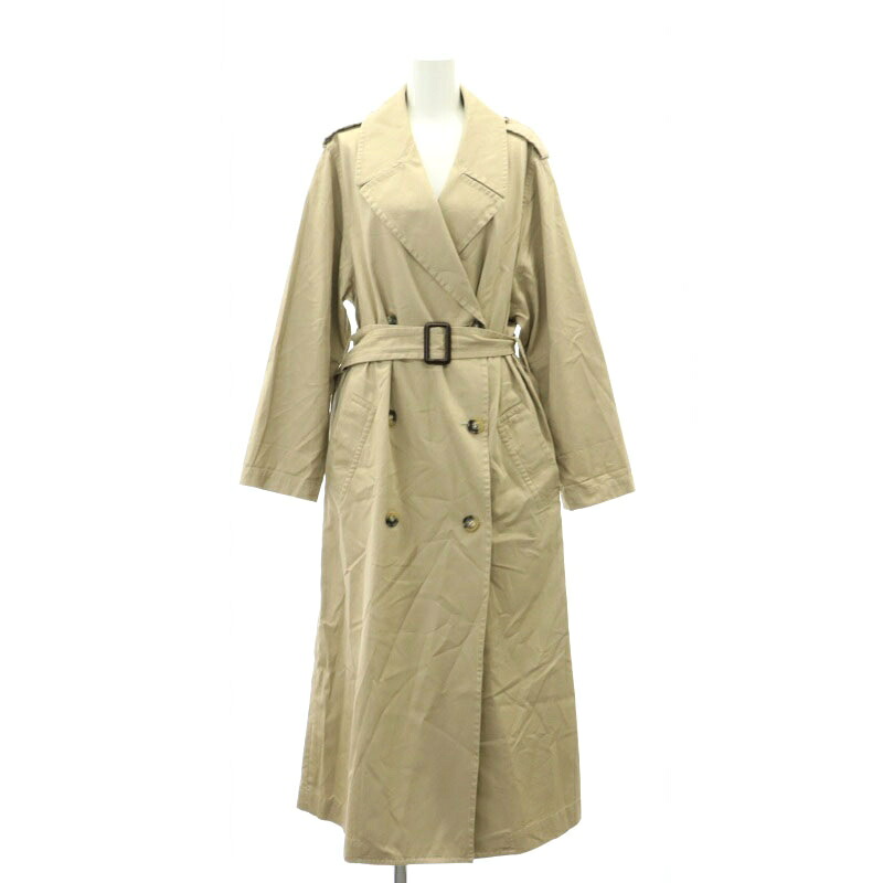 【中古】リジエールアパルトモン Lisiere L'Appartement Oversize Trench Coat トレンチコート アウター ベルト付き コットン ベージュ /YQ ■OS レディース 【ベクトル 古着】 240702