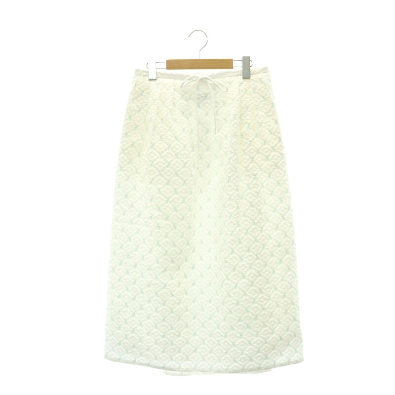 【中古】ドゥロワー Drawer 24SS M.SUMMER1 マトラッセタックスカート フレア ジャガード ロング 36 白 ホワイト /HS ■OS レディース 【ベクトル 古着】 240625｜ブランド古着ベクトルプレミアム店